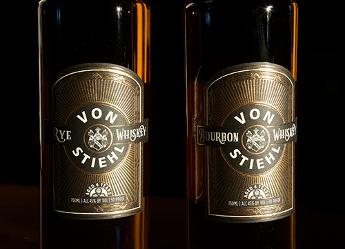 Spirits offered by von Stiehl: Rye Whiskey and Bourbon Whiskey.
